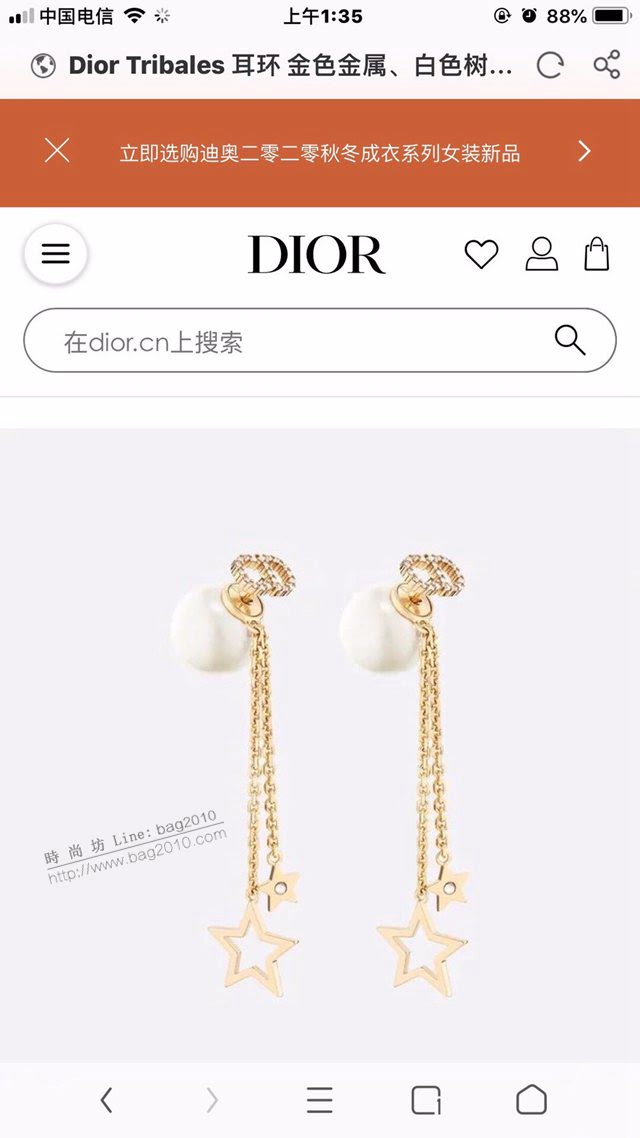Dior飾品 迪奧經典熱銷款CD珍珠星星長款鏈條耳釘耳環  zgd1458
